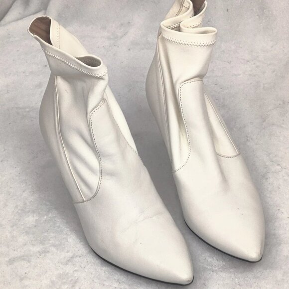 Lewit Made in Italy White Leather Booties Size 37 - Picture 1 of 8